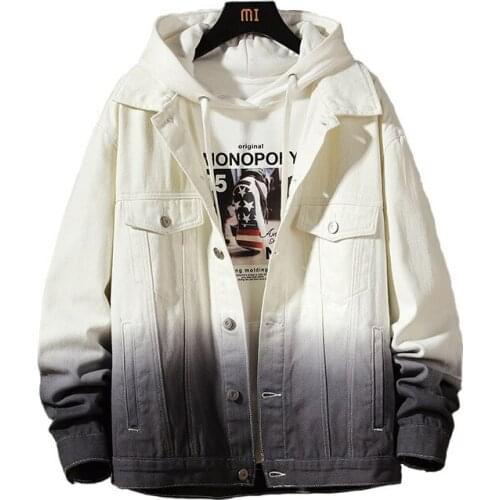 Mens with gradual personality Denim Jackets men coat Casual Teens Denim Jacket cotton Collar Long Sleeve Denim Bomber