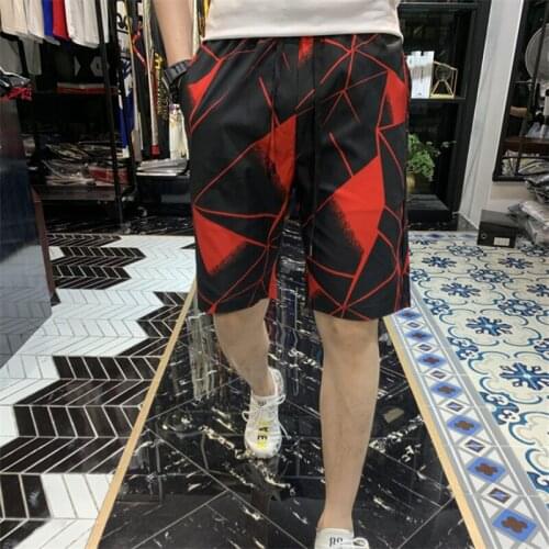 Mens luxury brand new beach pants diamond print personality designer slim sexy fitness shorts