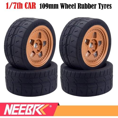 2/4pcs 109mm Wheel Rubber Tyres & Plastic Wheel Rims Set 17mm Hex for ARRMA ZD Racing 1/7 RC Racing Car