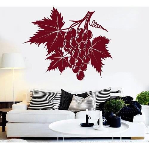 Bunch Grapes Leaves Wall Stickers For Kitchen Vinyl Wall Decal Decor Living Room Cute Pattern Decoration Dining Room Art W505