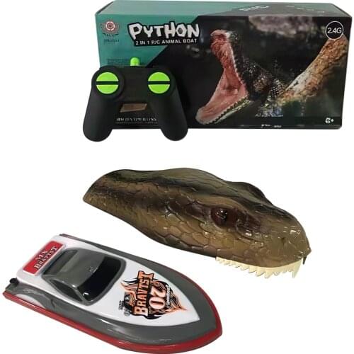 New Remote Control Boat 2.4G RC Boat Simulation Snake Head Prank Toy High Speed Racing Rechargeable Batteries For Kids Gifts