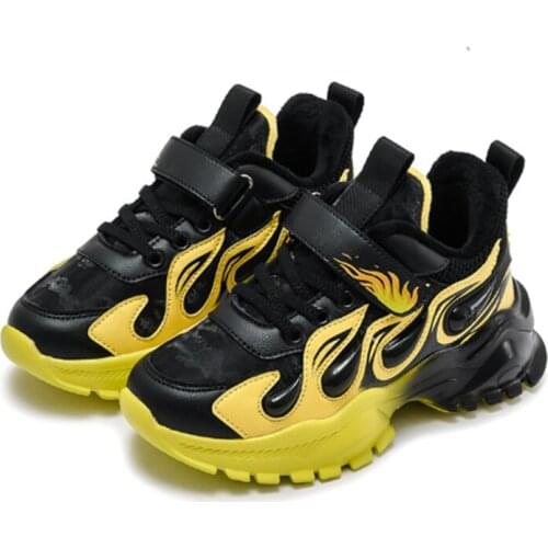 2020 Winter New Kids Shoes Boys Leather and Velvet Sneakers Childrens Fashion Warm and Odorproof All-match Casual Shoes