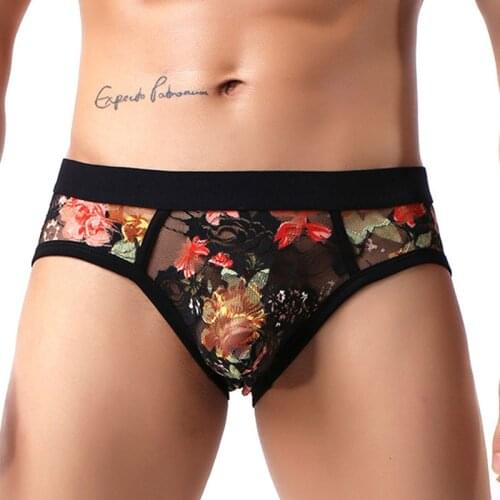 New Sexy Lace Briefs Men Underwear Mens Underpants Hombre Male Calzoncillo Cueca Masculina Underwear Size M-2XL