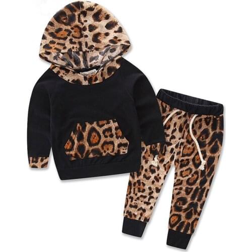 Baby Clothes Autumn Kids Leopard Top + Pants Outfits 2 Pcs Baby Casual suit