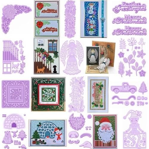 Poinsettia Tags Festive Greetings Winter Snowflakes Christmas Santa Metal Cutting Dies for DIY Scrapbooking Cards Craft New 2020