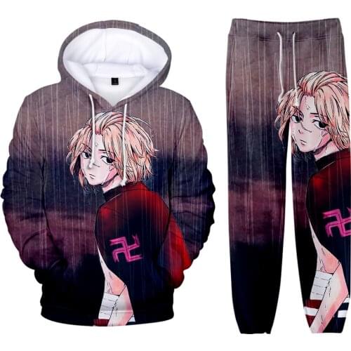 Casual Outfit Sweatshirts+Sweatpants Suits Mange Tokyo Revengers Hoodies Men Women Sweatshirt Students Anime Clothes Oversized