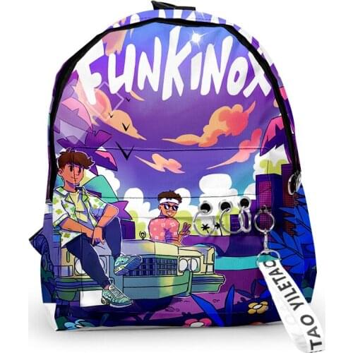 Inoxtag Oxford Fabric One Shoulder Keychain Backpack Printed Casual Student School Bag
