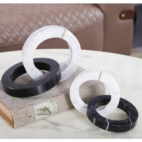 Modern Interlocking Circle Marble Onament Decor Home Room Office Hotel Desktop Layout Marble Art Crafts Soft Decor Accessories