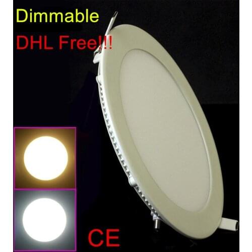 Ultra thin 3W/4W/ 6W / 9W / 12W / 15W Dimmable LED Ceiling Recessed Grid Downlight / Slim Round Panel Light 10PCS