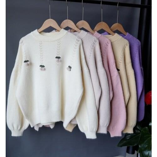Sweater womens hood autumn and winter wear loose Korean style 2021 new long-sleeved round neck sweater top fashion