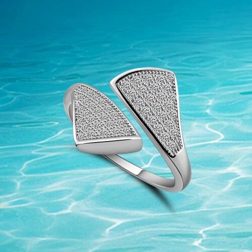 Fashion Woman Index Finger Exaggerated Ring Ring Genuine 100% 925 Sterling Silver Micro Mosaic Zircon Ring Adjustable Jewelry