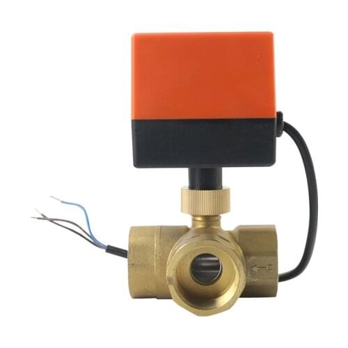 1" 3 way electric valve ac220v DC12V DC24V electric ball valve dn25 electric ball valve
