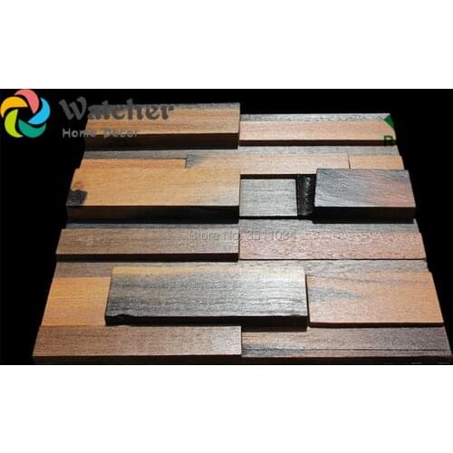 1box 11pieces kitchen restaurant little strip old ship wood wall mosaic tile wood finished mosaic tile For Home Decor