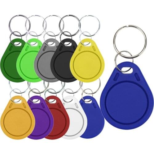 100pcs 13.56MHz IC S50 Keyfobs Tags RFID Key Finder Card Token Attendance Management Keychain ABS Waterproof