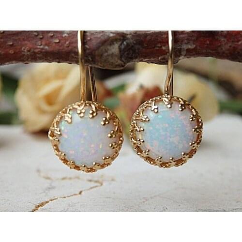 2021 Wholesale Cute Female Earrings Rose Gold Color Wedding Earrings Vintage Bride Opal Crystal Dangle Earrings for Women