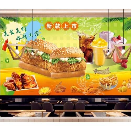 Custom photo 3d wallpaper Hand drawn burger fast food western restaurant home decor living room wallpaper for walls 3 d