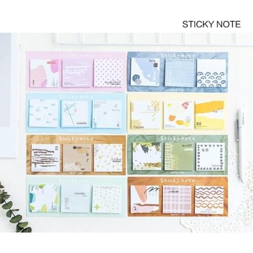 4 pcs Spring Autumn color collage sticky note Forest memo pad Bookmark Index sticker Stationery Office School supplies A6939