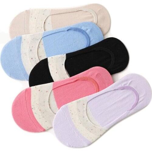 5 Pairs Spring Summer Women Boat Socks Cotton Breathable Patchwork Color Invisible Womens Socks Casual Shallow Mouth Socks