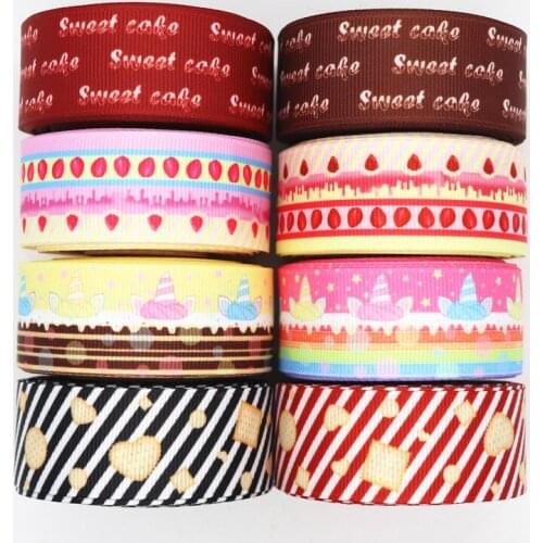 50 Yards 1'' 25MM Fruits/Cake Printed Grosgrain Ribbons For Hair Bows DIY Handmade Materials Y19121801