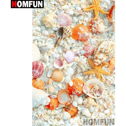 HOMFUN Full Square/Round Drill 5D DIY Diamond Painting "Starfish Conch Landscape" Embroidery Cross Stitch 3D Home Decor A10451