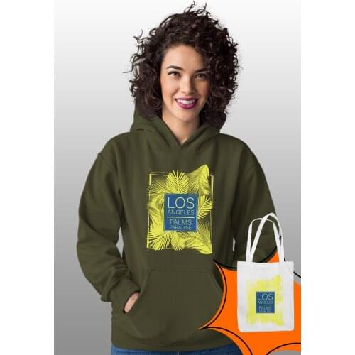 Angemiel Wear Los Angeles Palm Paradise Green Women 'S Hooded Sweatshirt Bags Kombin