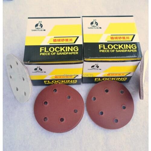 Free shipping 30pc Sandpaper Flocking Self-adhesive Sanding paper for Sander 5" 125mm Grits 240 320 400 600 800 1000