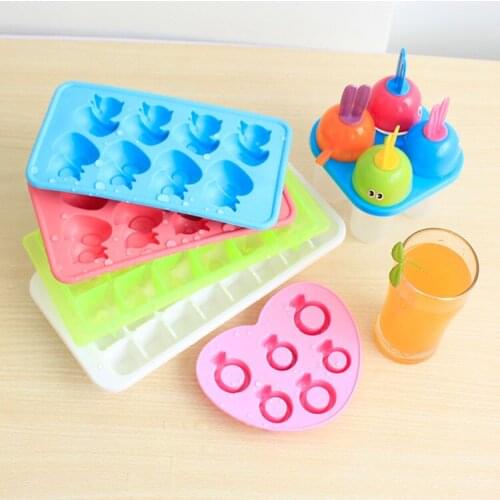 Free Shipping creative Food silica gel mould ice tray with lid ice box 4style/lot