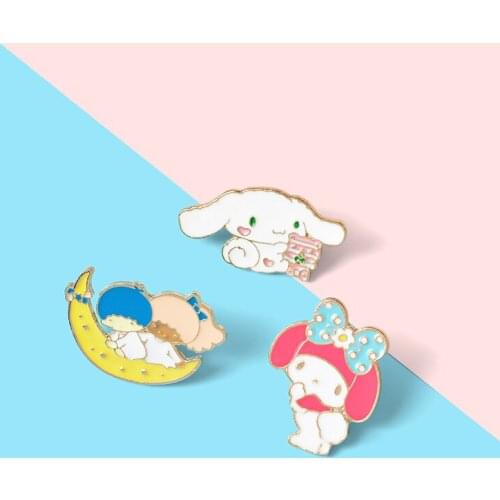 Lovely Cute Melody Enamel Pins Collar Hat Lapel Brooch For Suits Girl Bunny Puppy Kawaii Pin Fashion Designer Brooches For Women
