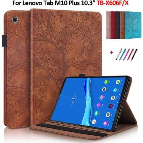 Case on for Lenovo Tab M10 FHD Plus 10 3 Case Embossed Tree Leather Wallet Tablet For Lenovo Tab M10 Plus Case tb-x606x tb-x606f