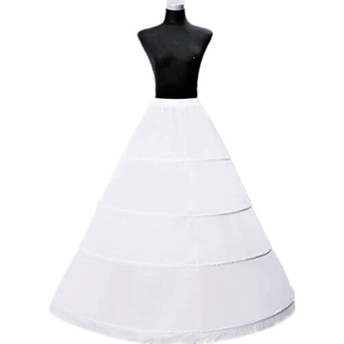 Sensual Looking Fancy Clingy Womens 4-Hoop A-Line Floor Length Wedding Ball Gown Petticoat Underskirt Crinoline
