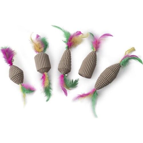 Dorakitten 1pc Bite Resistant Cat Scratch Toy Wood Stake Carrot Shape Cat Toy Cat Feather Toys Pet Supplies Random Color