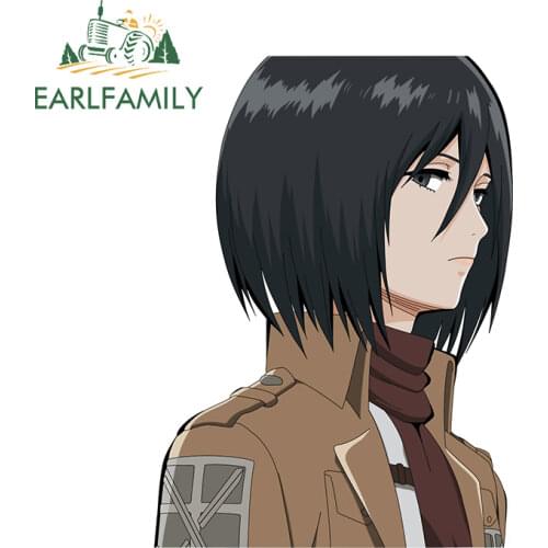 EARLFAMILY 13cm x 10cm Anime Mikasa Anime Car Stickers for Attack On Titan Decals Vehicle Window Bumper Vinyl Car Assessoires
