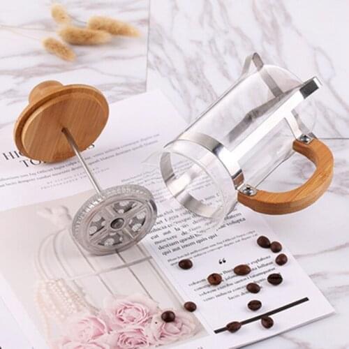 Eco-Friendly Bamboo Cover Coffee Plunger Tea Maker Percolator Filter Press Coffee Kettle Pot Glass Teapot