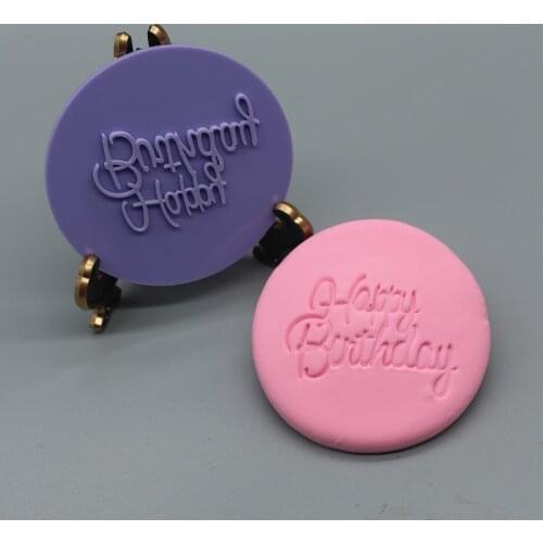 Fondant Cookie Cake Happy Birthday Embosser Cutter DIY Acrylic Happy Birthday Letter Press Biscuit Mould Baking Decoration Tools