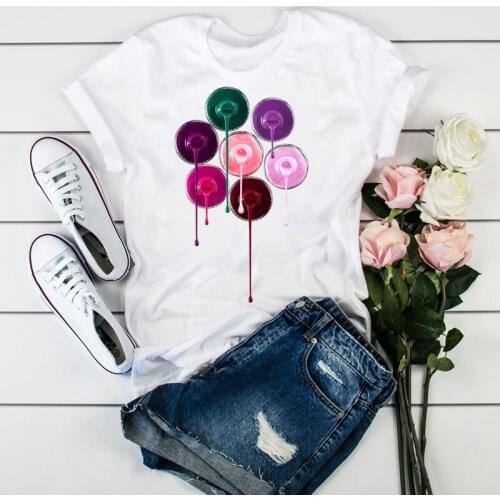 New Summer T Shirt Women Graphic 3D Finger Nail Paint Fashion Top Tshirt Female Tee Shirt Ladies Clothes T-shirt