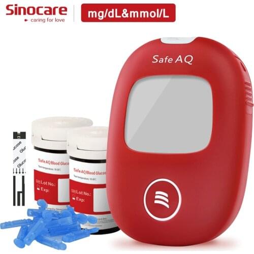 Sinocare AQ Smart Blood Glucose Monitor Kit with Test Strips Needles Test Accurate for Diabetes Glucometer Blood Sugar Meter