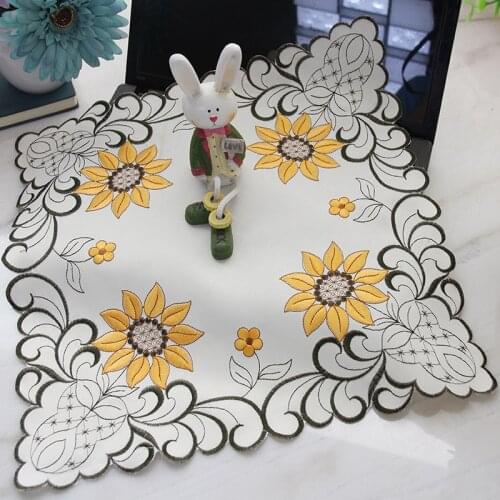 Cotton Cloth Embroidered Tablecloths Hollow Quality Furniture Coasters Placemats Notebook Dish Towel Dust Cover Fruit Drink Mat