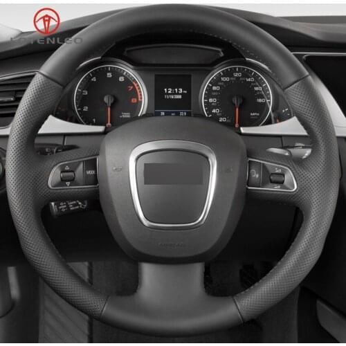 LQTENLEO Black Artificial Leather Car Steering Wheel Cover for Audi A3 2006-2013 A5 S5 2008-2012 S6 Q7 2007-2011 RS4 2007-2008