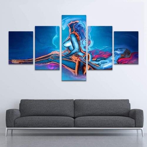 5 Piece Wall Art Canvas Painting Sexy Nude Women Personage Poster Modern Home Nordic Decoration Living Room Pictures