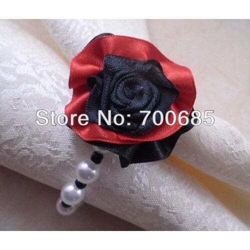 Napkin ring pearl rose, beaded wedding napkin holder