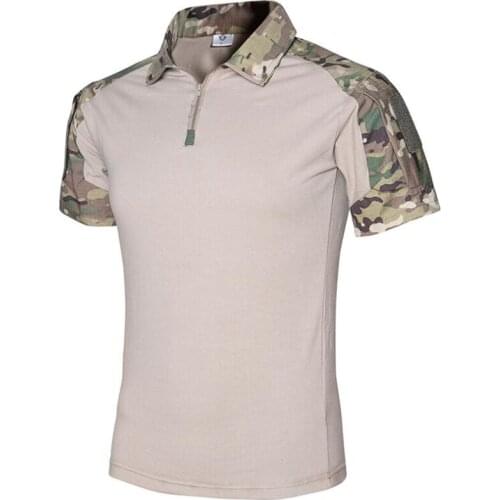 Men Short Sleeve Polo Shirts Summer Military Camouflage Cotton Polo Shirt For Men Casual Breathable Tactical Uniform Tops Tees