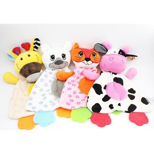 Soft Baby Plush Toys 0-12 Months Appease Towel Soothe Sleeping Animal Blankie Towel Educative Baby Rattles Mobiles Stroller Toys