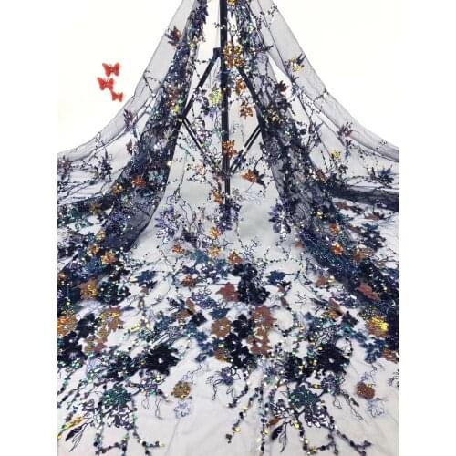 Newly Designed African French Lace Fabric 2021 High-quality Lace Fabric With Sequined Nigerian Lace Fabric D3632