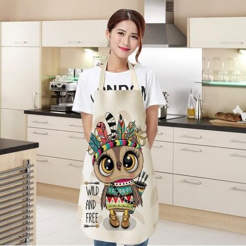 New Kitchen Apron Cartoon Owl Kids Aprons BBQ Bib Apron for Women Cooking Baking Restaurant Apron Cartoon Home Cleaning Tools