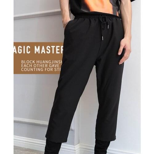 Autumn fake two piece pants mens wide leg pants Japanese fashion loose Capris casual pants Leggings