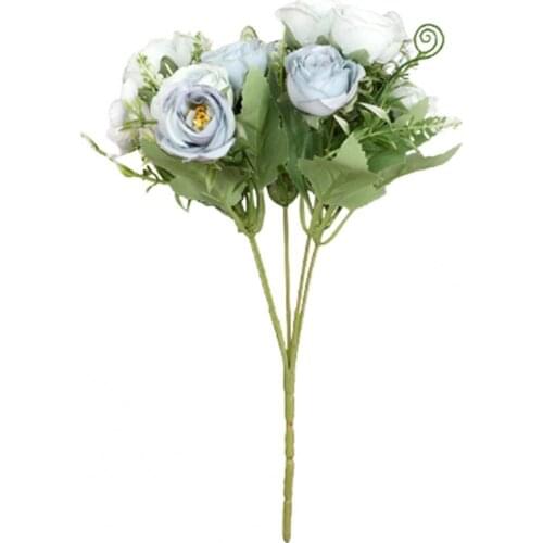 Plastic Flower Real Touch Clear Texture Faux Silk Colorful Artificial Rose Bouquet for Wedding Home table flower decoration