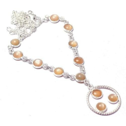 Genuine Rose Quartz Necklace 925 Sterling Silver, 44 cm, MHBNE0209