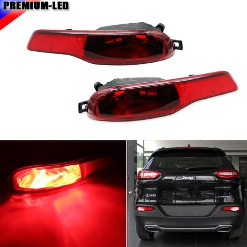 IJDM Complete Set LED Rear Fog Light Kit w/ High Power Red LED Bulbs, Rear Foglamp Assy, Wirings For 2014-up Jeep Cherokee (KL)