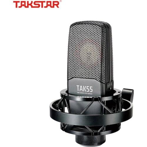 TAKSTAR TAK55 Side-address Recording Microphone Wired Microfono Condensador Profesional with Shockmount and Windscreen for Radio