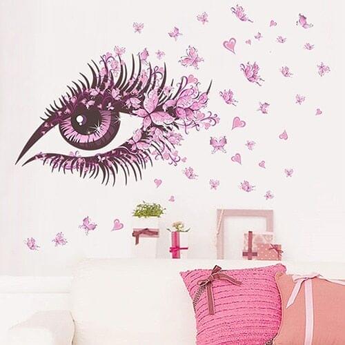 Romantic Beautiful Eye Butterfly Heart Home Decor Mural Art Decal Wall Sticker